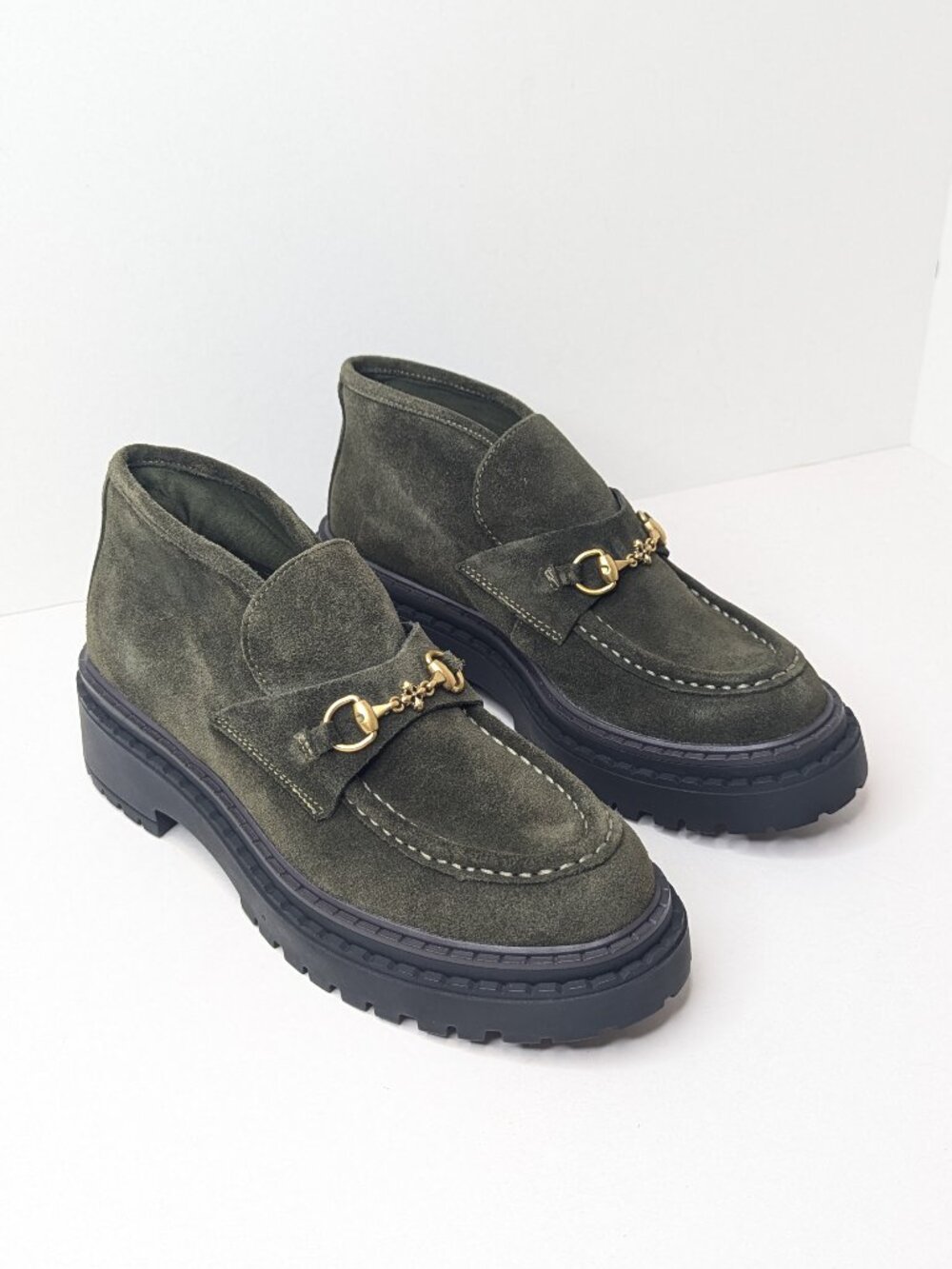 Steve Madden Presly Slip-on Booties Dark Green Olive Suede Womens 8